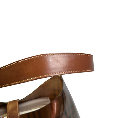Used BURBERRY Check PVC Tote Handbag Brown