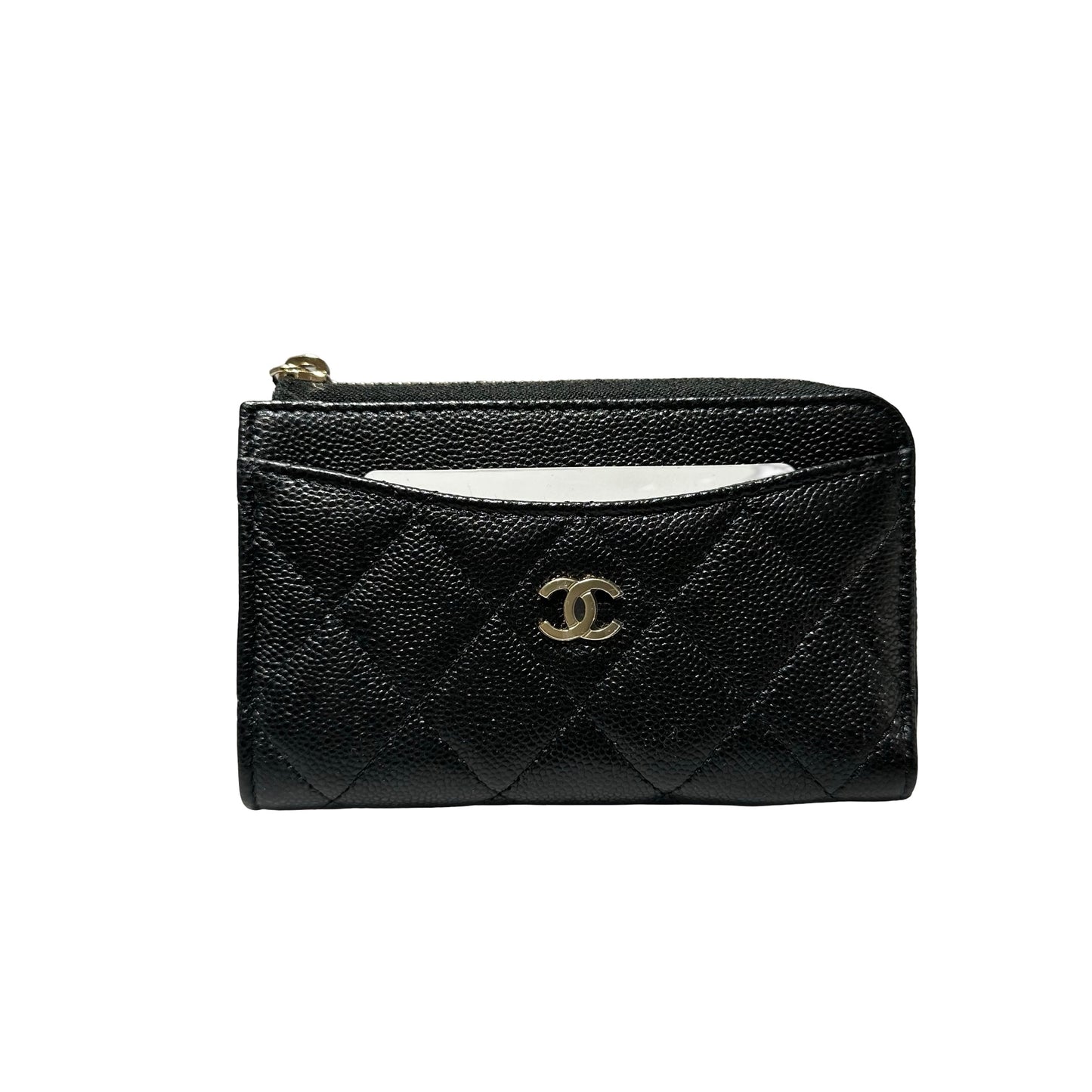 New CHANEL Calfskin Leather Wallet Black GHW