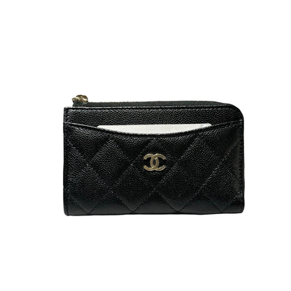 New CHANEL Calfskin Leather Wallet Black GHW