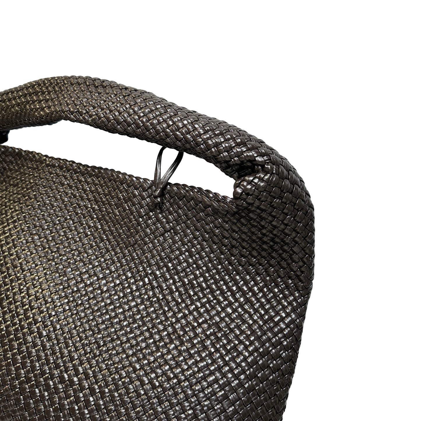 Used BOTTEGA VENETA Intrecciato Woven Tote Handbag Brown