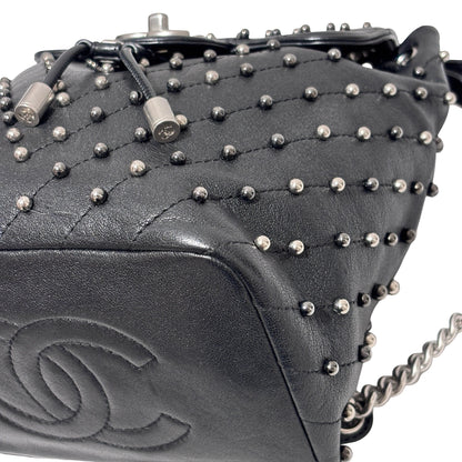 Used CHANEL Lambskin Studded Stud Wars Backpack Backpack Black Silver