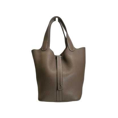 Used HERMES Clemence Picotin Lock Handbag Etain