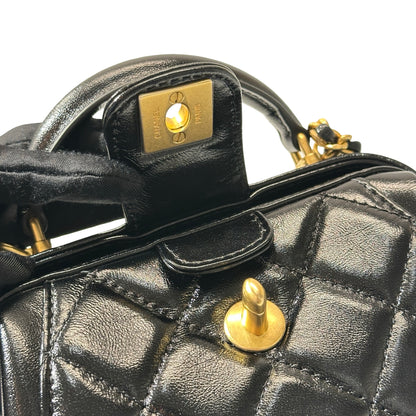 New CHANEL Mini with handle Cross Body Bag Black GHW
