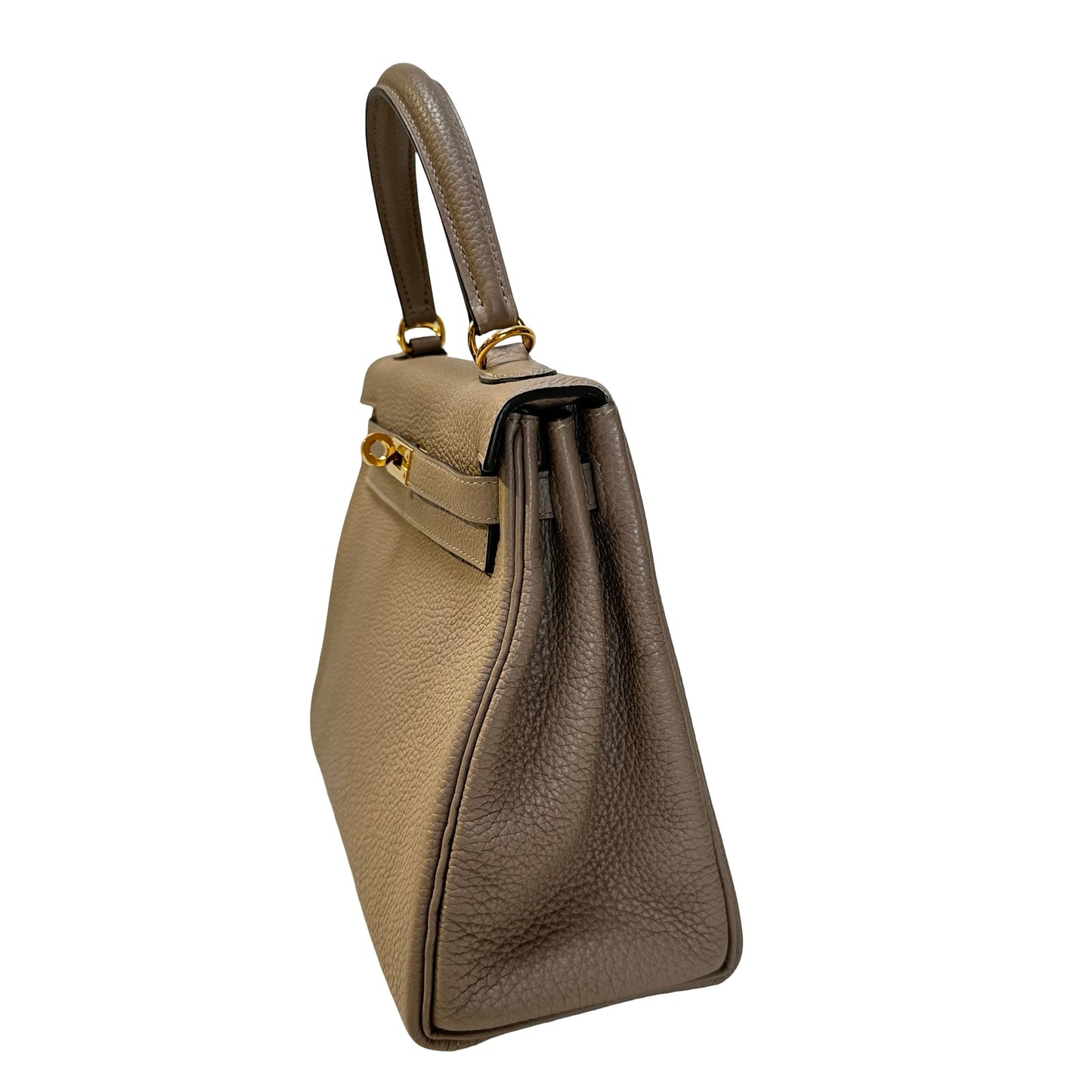 Used HERMES Togo Kelly 25 Handbag Gris Meyer Gold Hardware