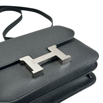 Brand New HERMES Epsom Constance Crossbody Bag Black Silver