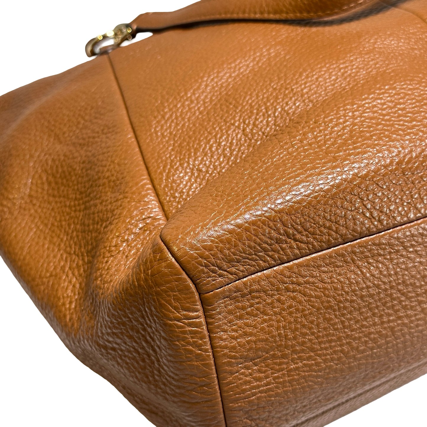 Used COACH Pebbled Leather Tyler Carryall Tote Bag Brown