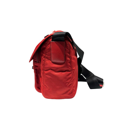 Used Prada Nylon Cross Body Bag Red PHW