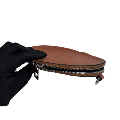 Used LOEWE Leather Anagram Heel Pouch Crossbody Bag Brown，PHW