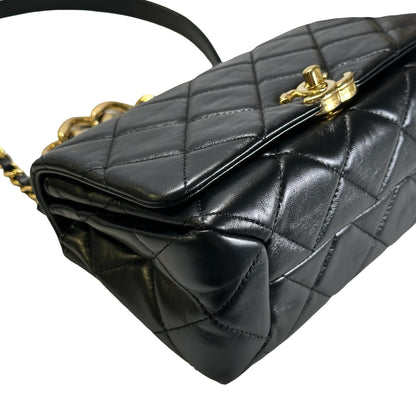 Used CHANEL Lambskin 22A Small Color Match Chain shoulder bag Black GHW