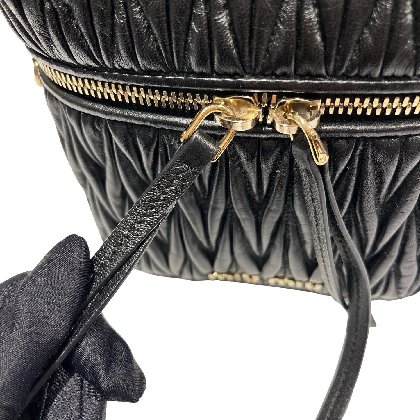 Used MIUMIU Lambskin Leather Two Way Shoulder Bag Black PHW