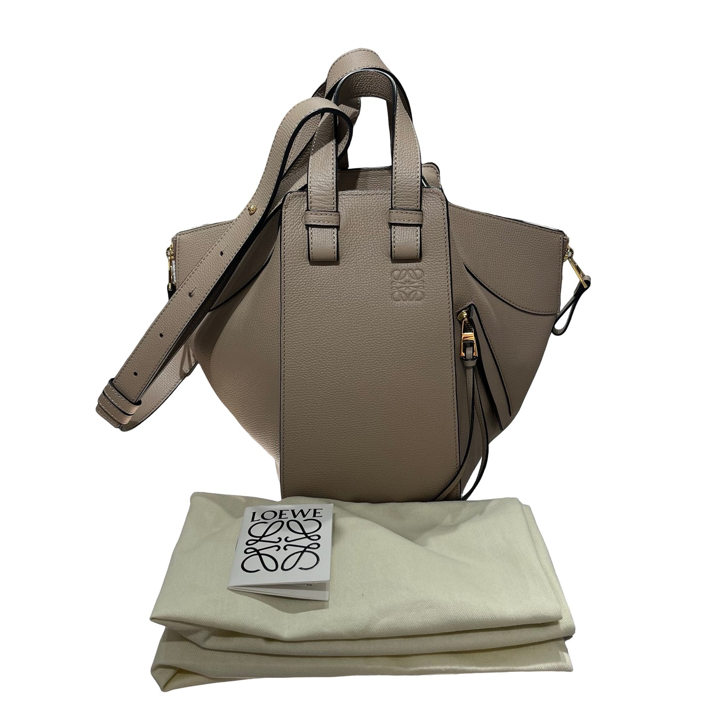 Used LOEWE Hammock Shoulder Bag Sand GHW