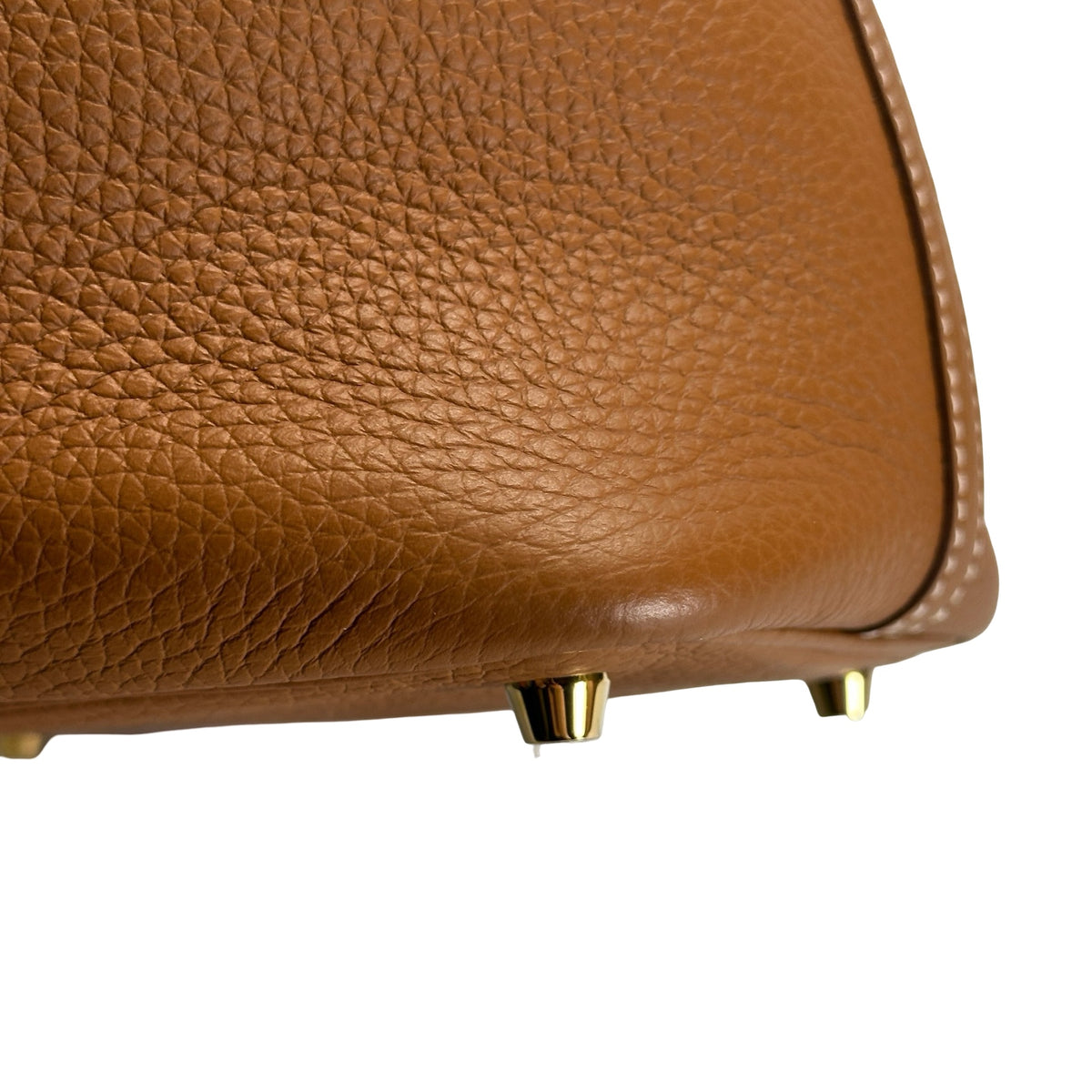 Used HERMES Clemence Leather Picotin Bucket Bag Gold