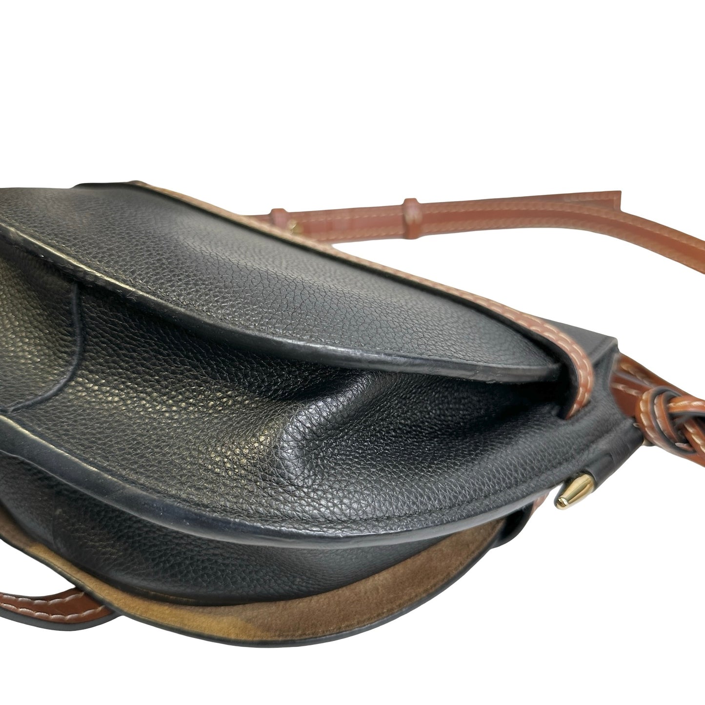 Used LOEWE Pebbled Leather Gate Crossbody Bag Black Brown