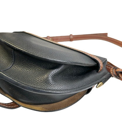 Used LOEWE Pebbled Leather Gate Crossbody Bag Black Brown