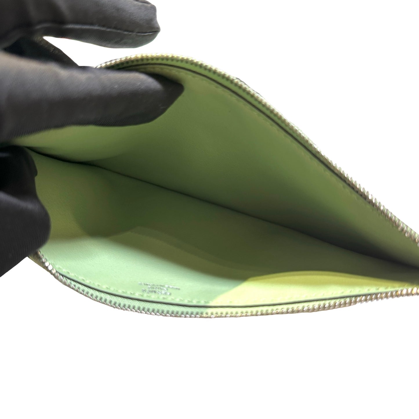 Used HERMES Leather Jige Clutch Green