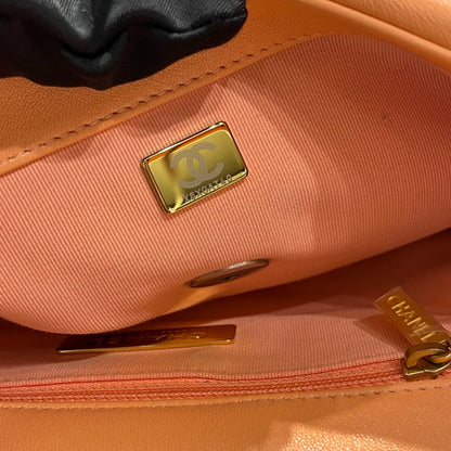 Used CHANEL Lambskin Leather 19 Small Cross Body Bag Pink PHW