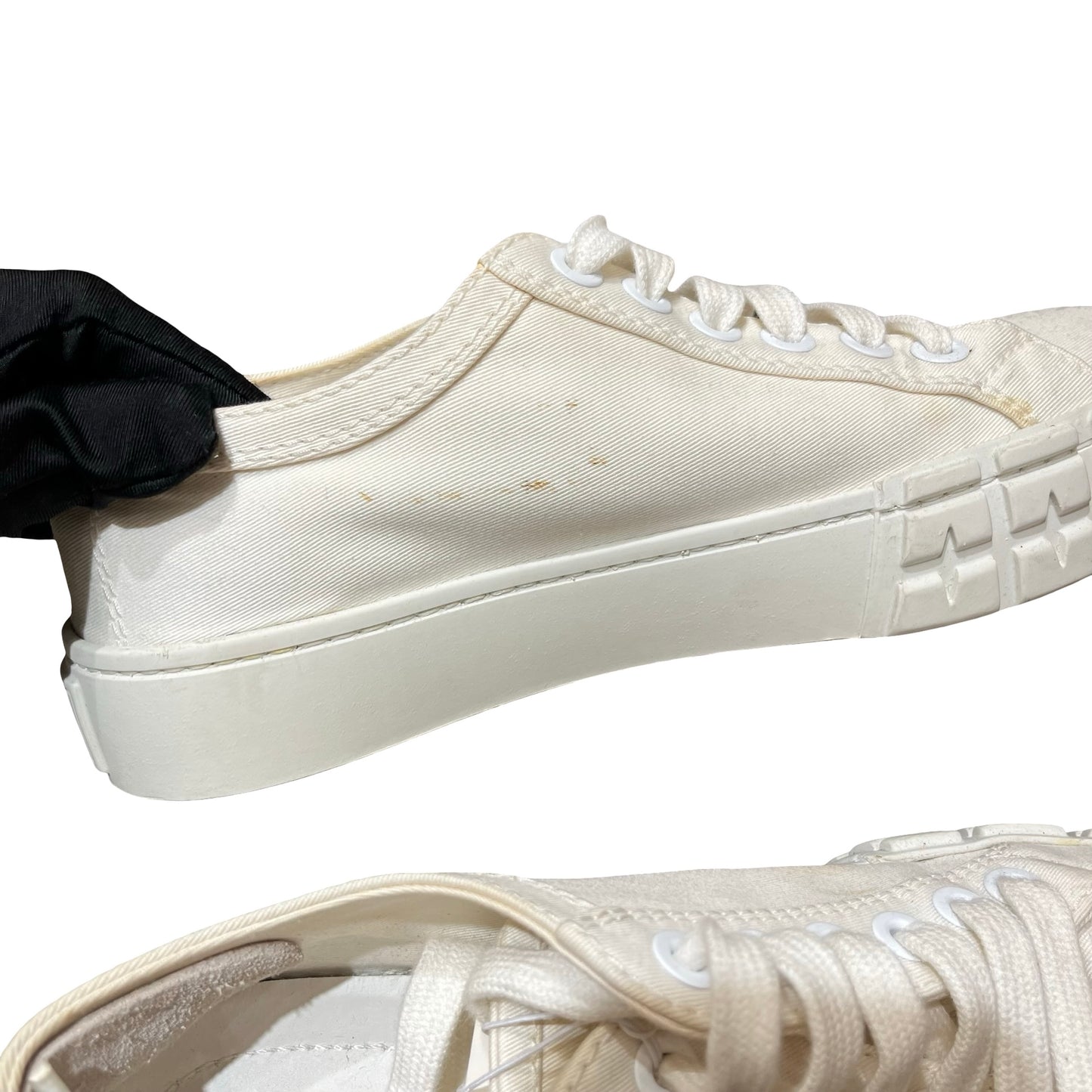 Used PRADA Gabardine Wheel Sneakers Shoes White