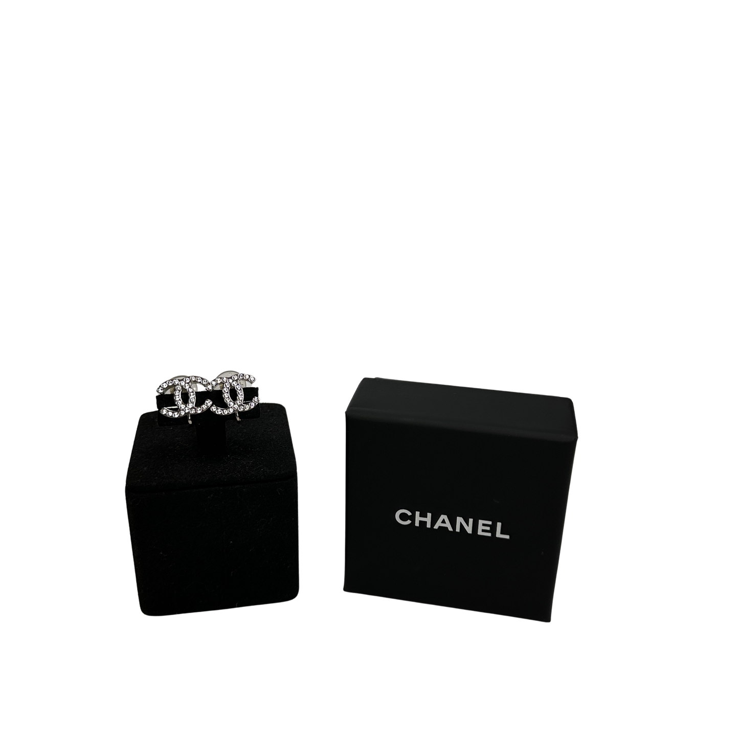Used CHANEL CC Logo CC Logo Earrings Earrings Silver Clear
