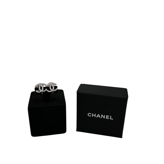 Used CHANEL CC Logo CC Logo Earrings Earrings Silver Clear
