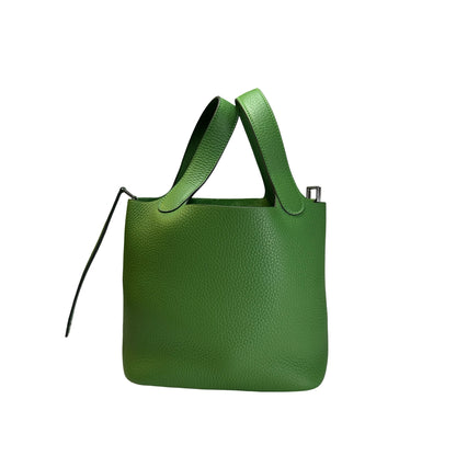 Brand New HERMES Clemence Picotin Lock Bucket Bag Green