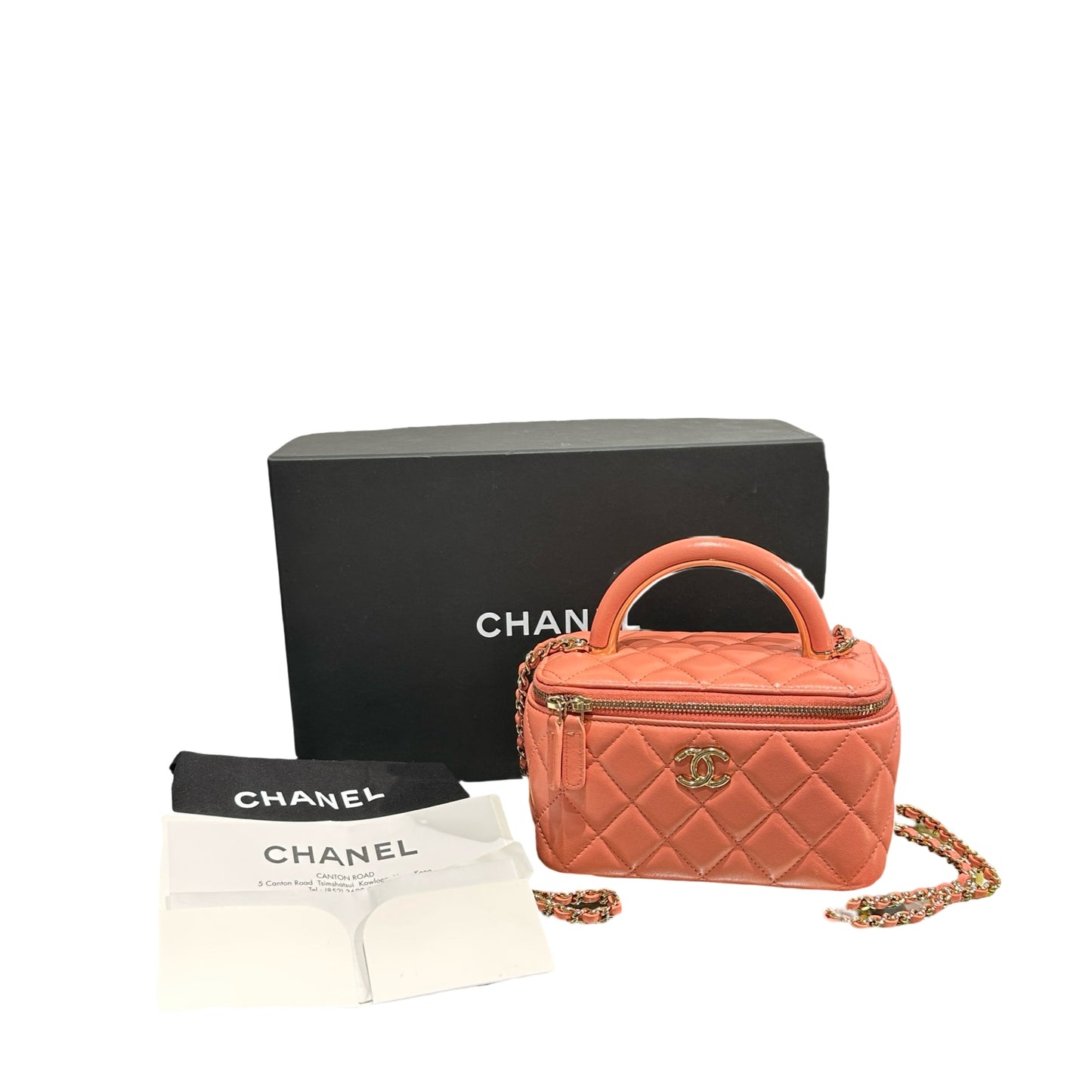 Used CHANEL Vanity Case Cross Body Bag Pink GHW