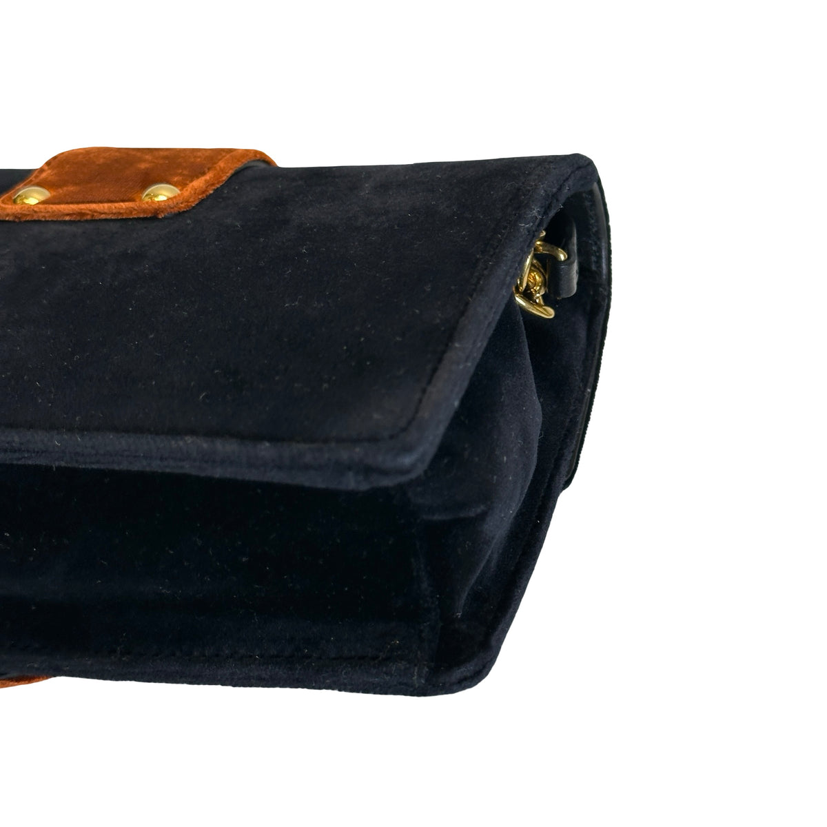 Used PRADA Velvet Velvet Buckle Bag Handbag Black Brown