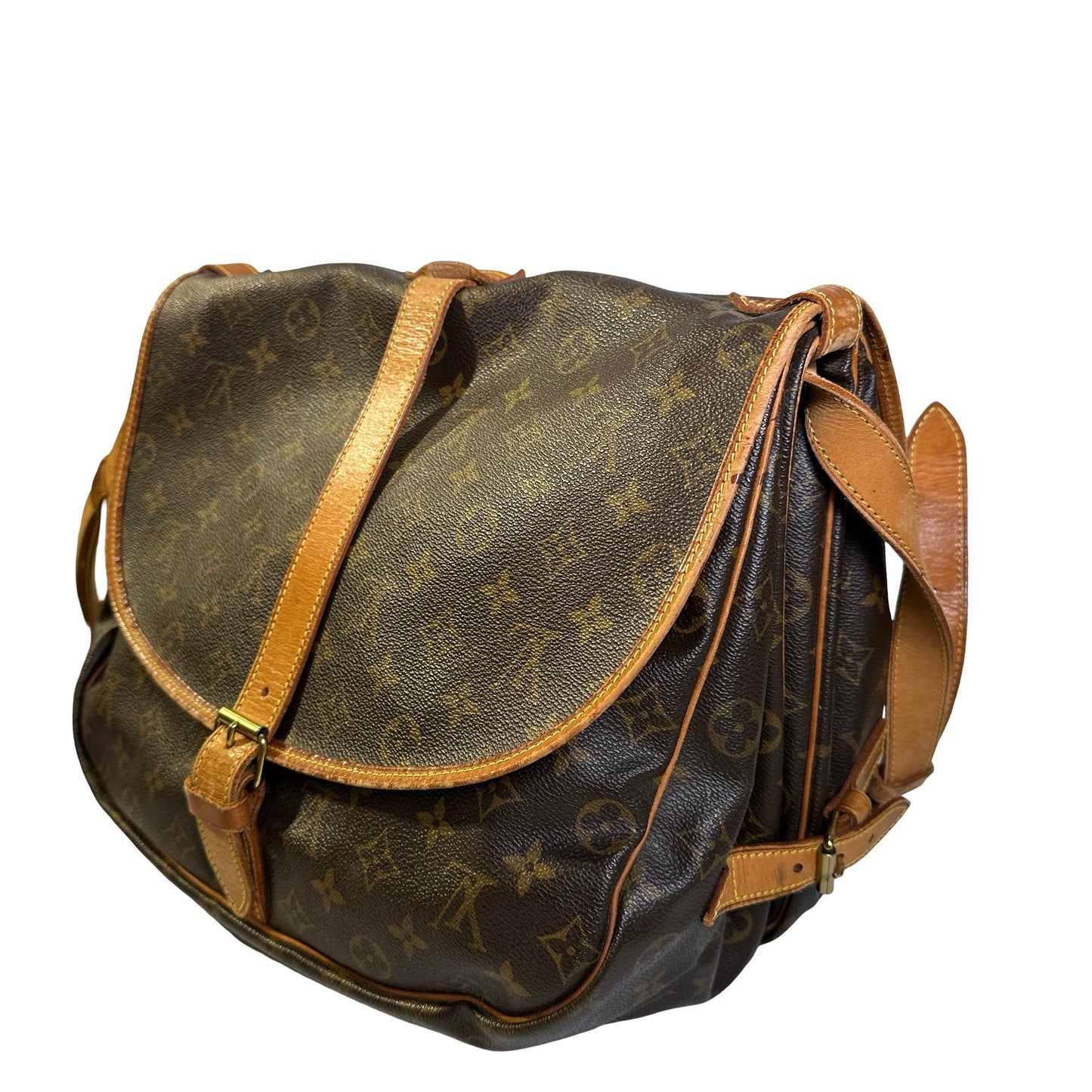 Used LOUIS VUITTON Monogram Saumur Messenger Bag Brown