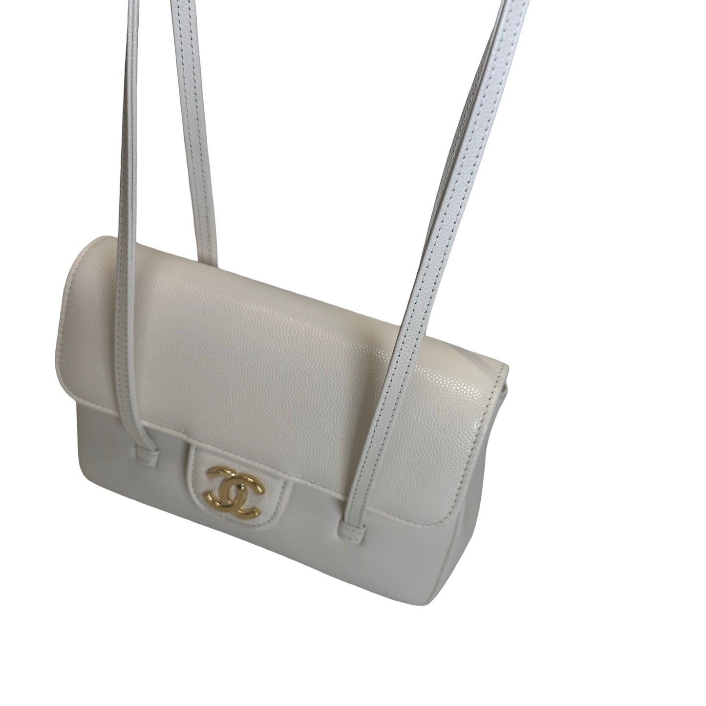 Brand New CHANEL Caviar Mini Preppy Coco Shoulder Bag White Gold