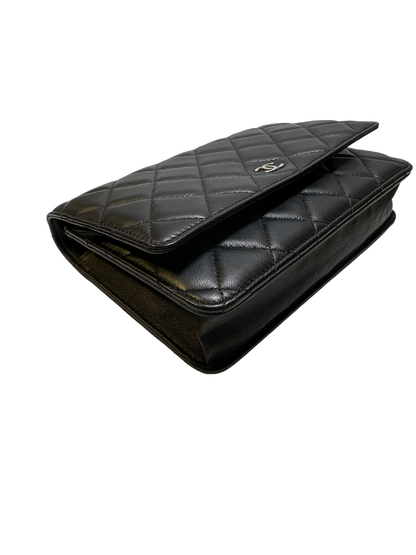 Used CHANEL Lambskin Quilted Classic Wallet on Chain Chain shoulder bag Black PHW
