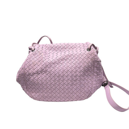 Used Bottega Veneta Lambskin Leather Cross Body Bag Light Purple