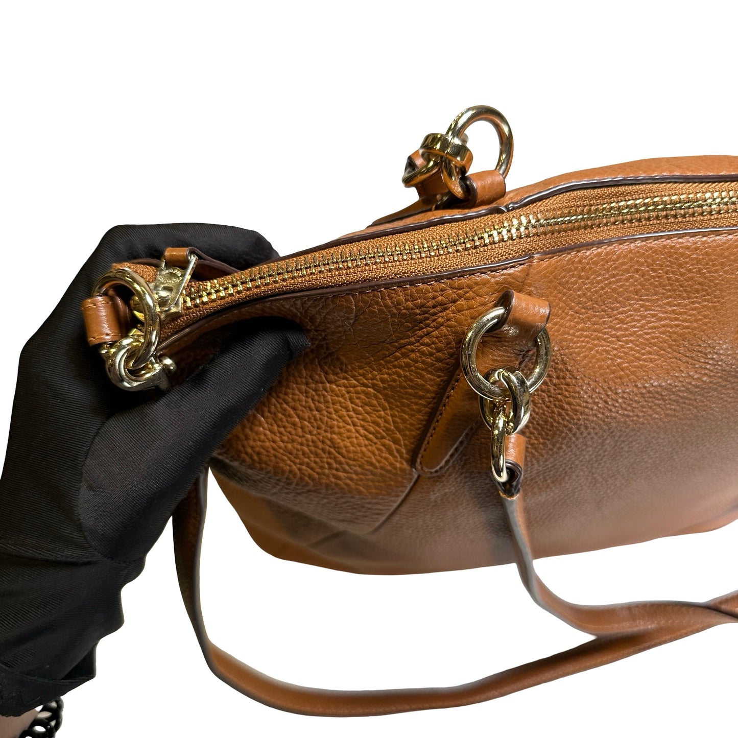 Used COACH Pebbled Leather Tyler Carryall Tote Bag Brown