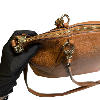 Used COACH Pebbled Leather Tyler Carryall Tote Bag Brown