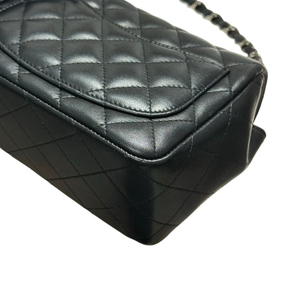 Used CHANEL Lambskin Leather Mini flap 17cm Cross Body Bag Black PHW