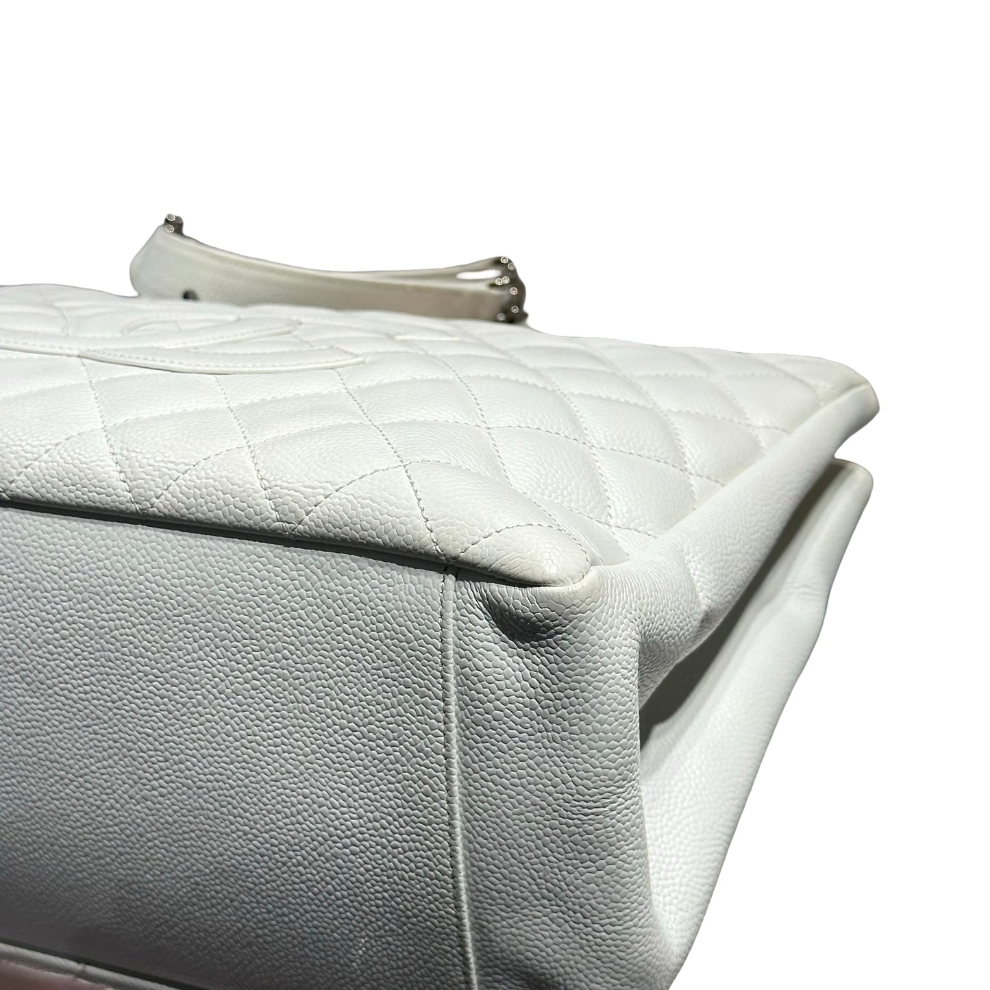 Used Chanel Calfskin Leather GST Shoulder Bag White