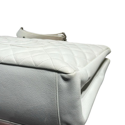 Used Chanel Calfskin Leather GST Shoulder Bag White