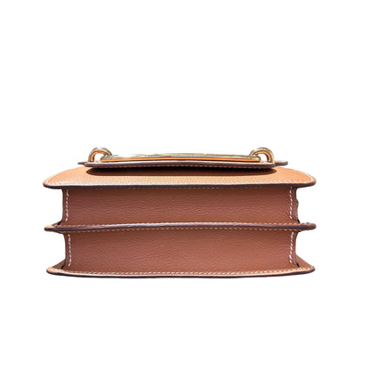 Used HERMÈS Evercolor leather MINI ROULIS Cross Body Bag GHW Gold