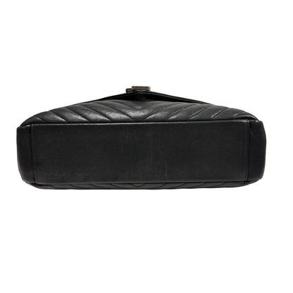 Used SAINT LAURENT Lambskin Leather College medium Shoulder Bag Black PHW
