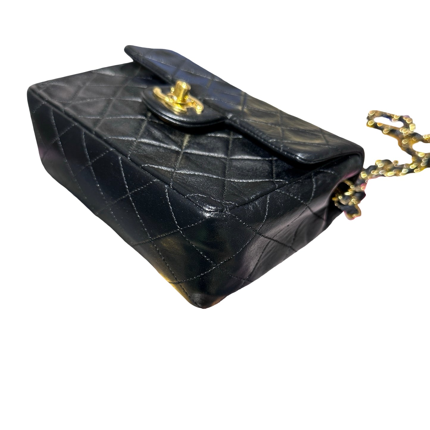 Used Chanel Vintage Mini Flap 17cm Shoulder Bag Black GHW