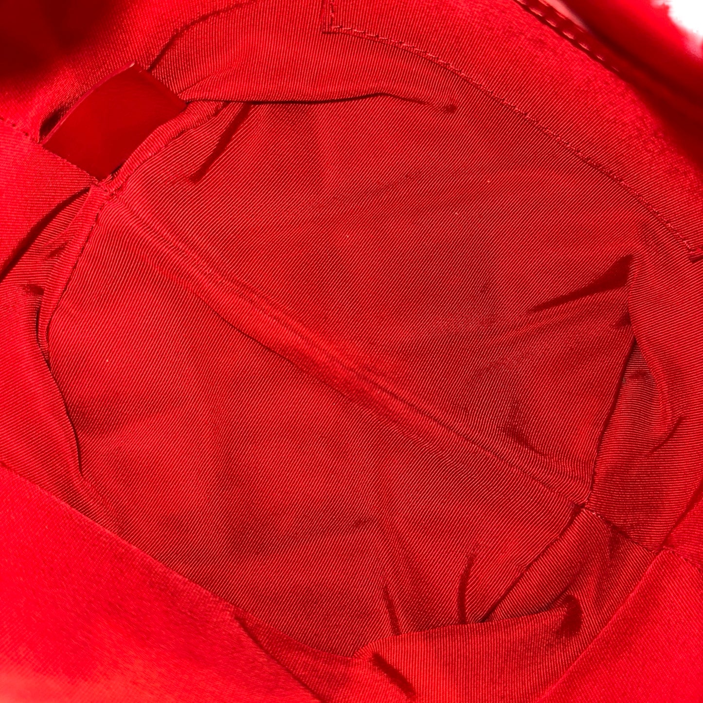 Used CHANEL Lambskin Leather MINI DRAWSTRING BUCKET Cross Body Bag Red