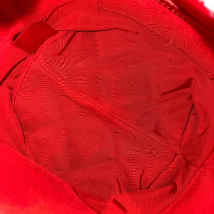 Used CHANEL Lambskin Leather MINI DRAWSTRING BUCKET Cross Body Bag Red