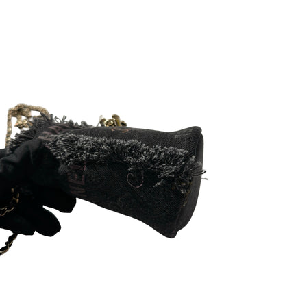 Used CHANEL Denim Bucket Bucket Bag Black GHW