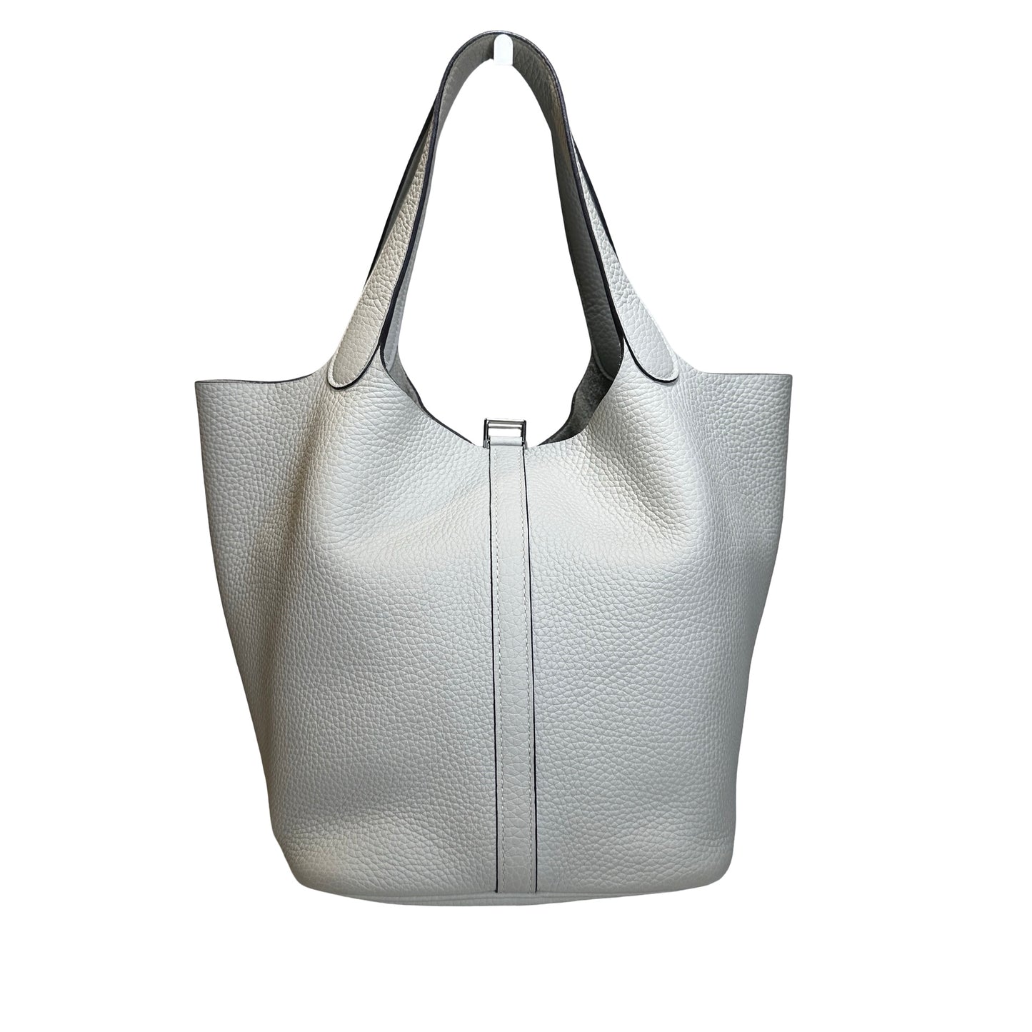 Used HERMES Clemence Leather Picotin Lock Bucket Bag OW PHW
