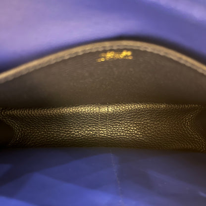 Used HERMÈS Calfskin Leather Halzan Shoulder Bag Blue GHW