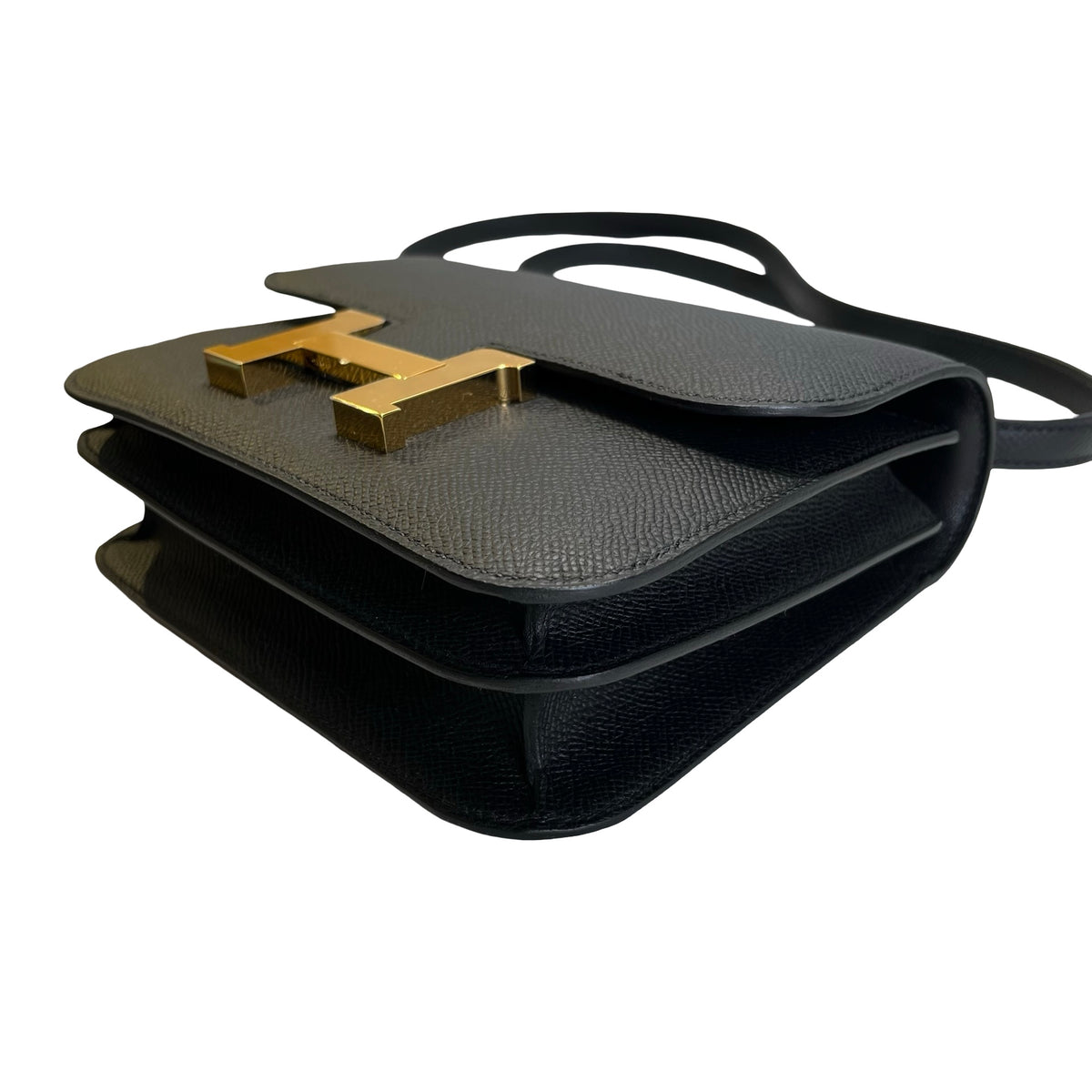 Brand New HERMES Epsom Mini Constance Cross body bag Black Gold