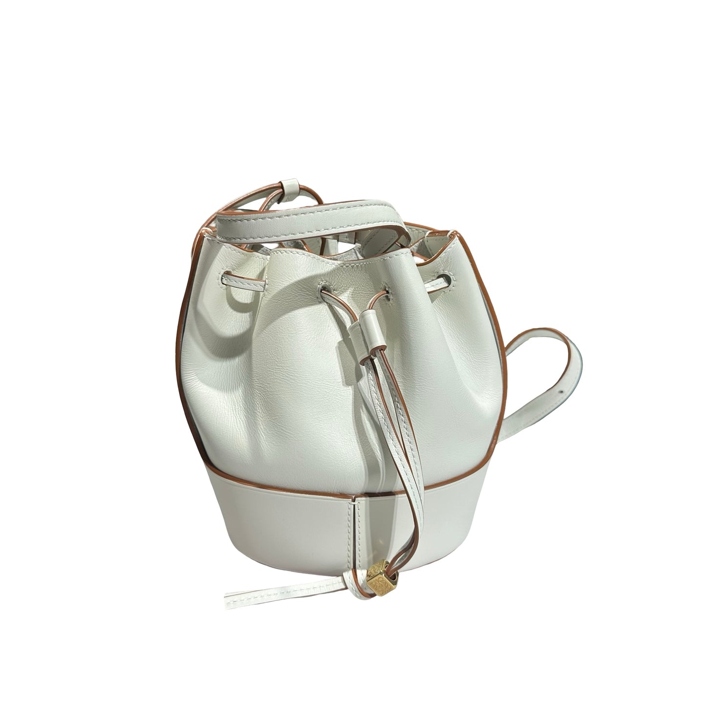 Used LOEWE Calfskin Leather Balloon Small Cross Body Bag White