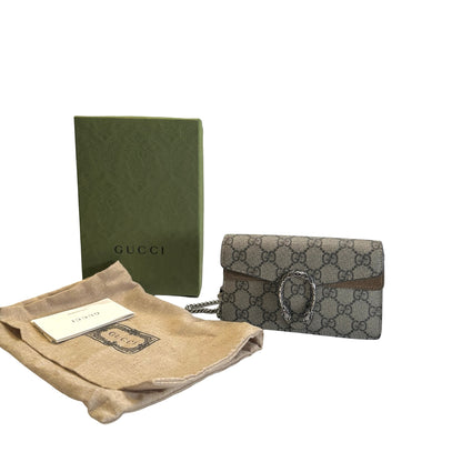 Used GUCCI GG Supreme Dionysus Chain Shoulder Bag Beige Ebony Taupe