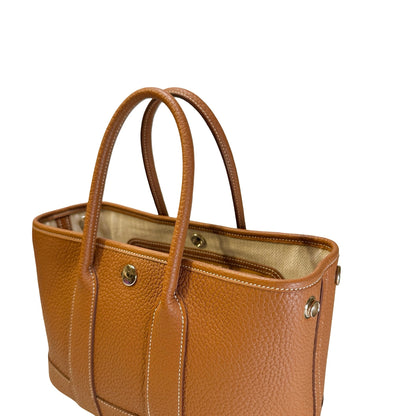 Used HERMES Leather Garden Party Tote Bag Brown