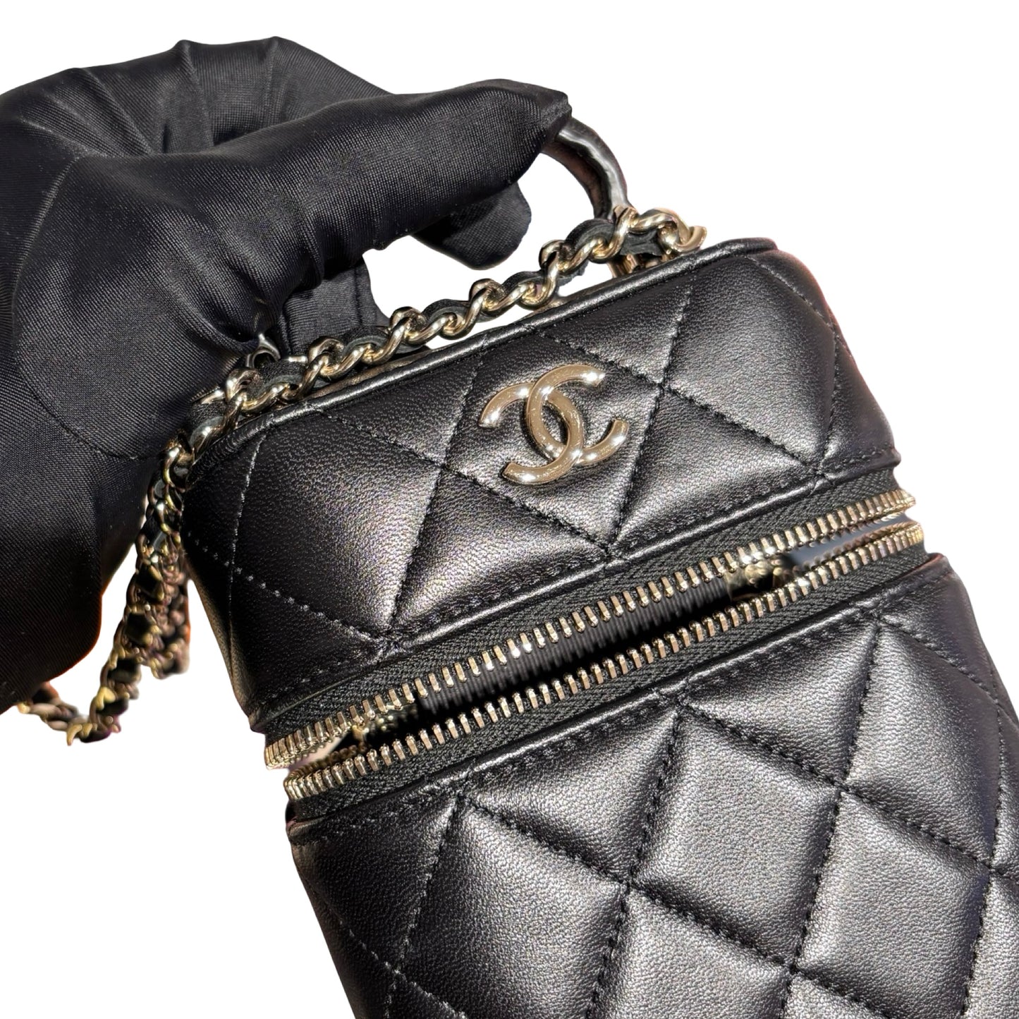 Used CHANEL Lambskin Leather Chain Shoulder Shoulder Bag Black GHW