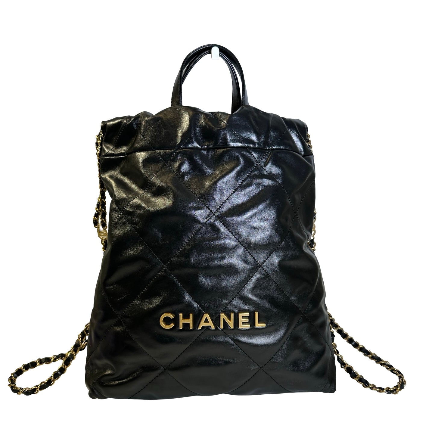 Used CHANEL Quilted Calfskin Chanel 22 Backpack Backpack Black Gold hardware