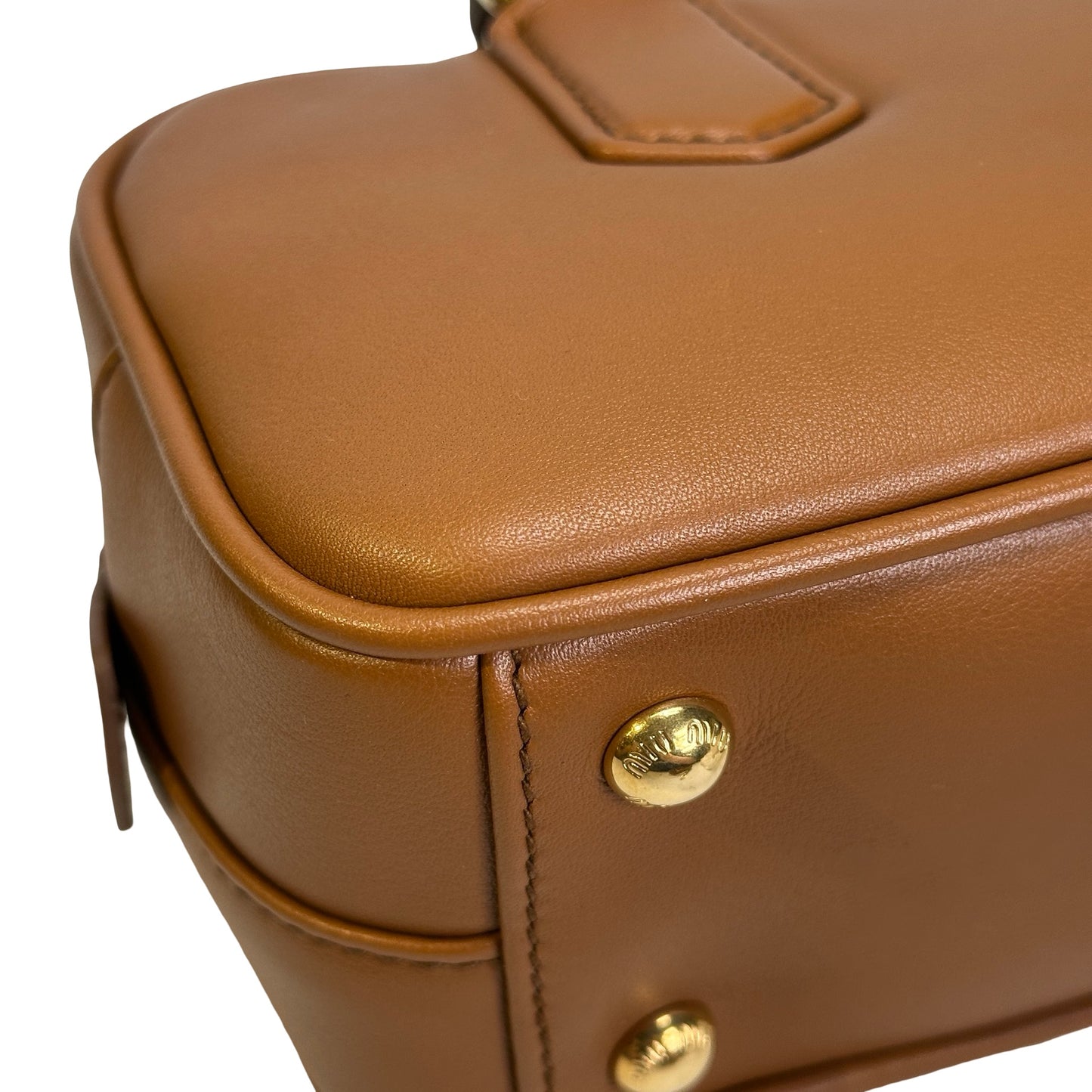 Used MIU MIU Leather Bowling Handbag Brown
